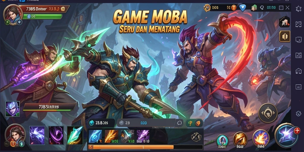 Screenshot gameplay 738SLOTS yang mendebarkan saat pertarungan tim.