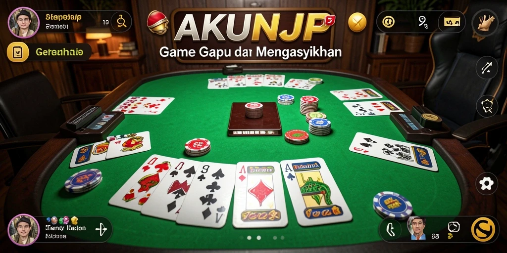 Tampilan gameplay seru AKUNJP dengan teman-teman di Gaple.