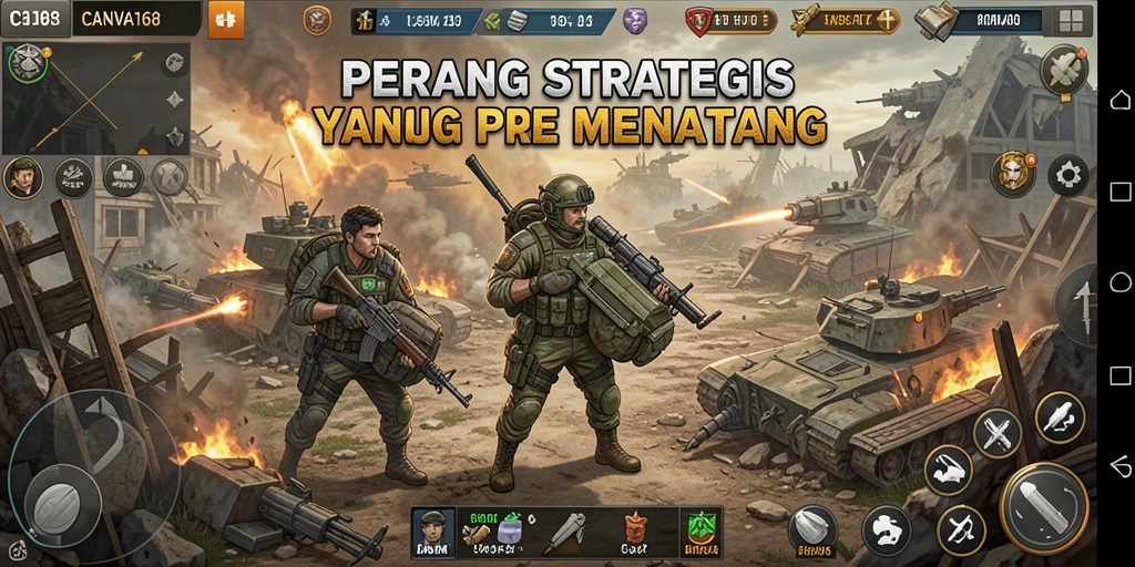 Gameplay mendebarkan dalam game strategi CANVA168.