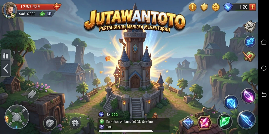 Tampilan menarik dari gameplay JUTAWANTOTO dalam mempertahankan menara.