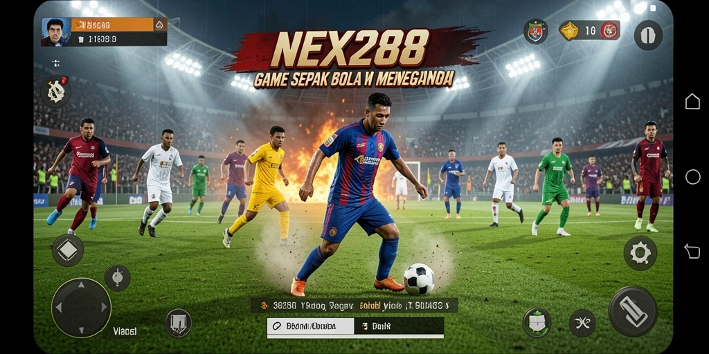 Tampilan gameplay NEX288 yang seru dan mendebarkan saat bermain sepak bola.