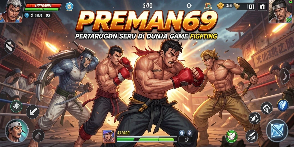 Screenshot PREMAN69 menampilkan karakter yang beraksi dalam pertarungan Fighting.