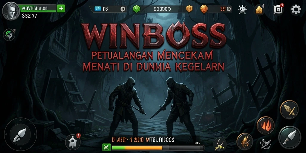 Tampilan gameplay menakutkan dari WINBOSS yang menampilkan lingkungan angker.